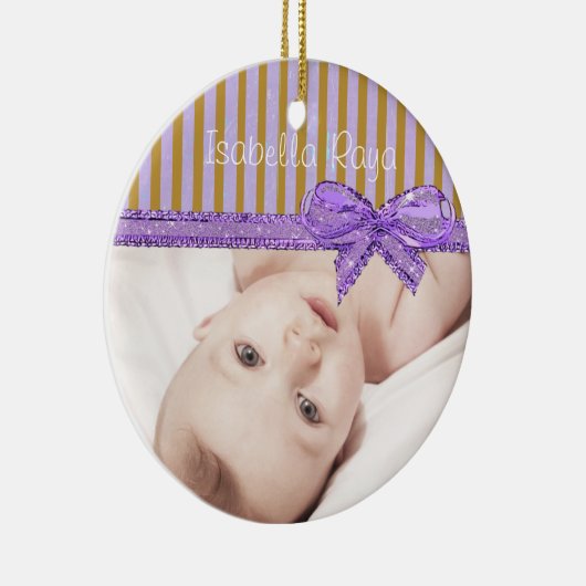 Personalisieren Sie dieses Lila und braune Foto Keramik Ornament (Rechts)