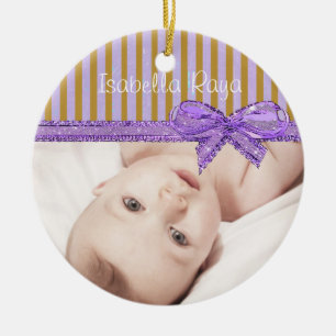 Personalisieren Sie dieses Lila und braune Foto Keramik Ornament
