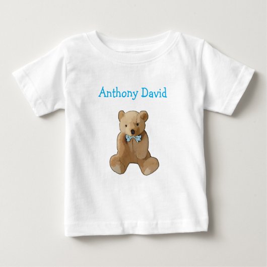 Personalisieren Sie dieses niedliche Bio Teddy Bär Baby T-shirt (Vorderseite)