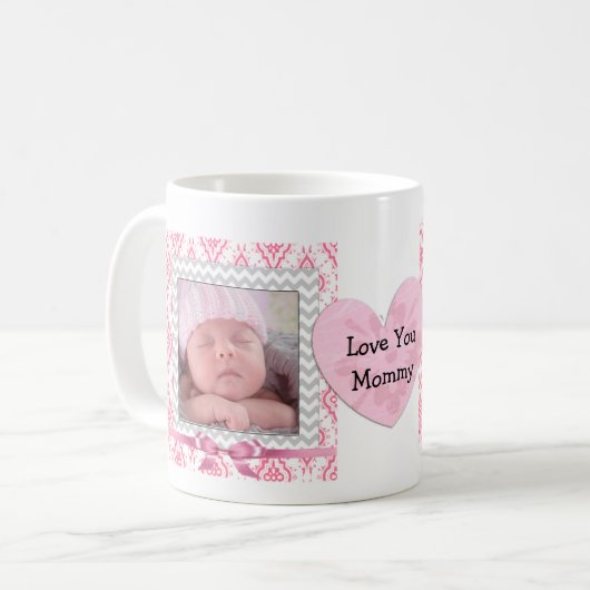 Personalisieren Sie dieses niedliche rosa Gerahmte Kaffeetasse (Vorderseite Links)
