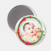 Personalisieren Sie dieses Round Christmas Foto Ma Magnet (Vorderseite/Rückseite)