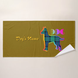 Personalisieren Sie DOG Logo Rainbow Brown Kariert Badehandtuch