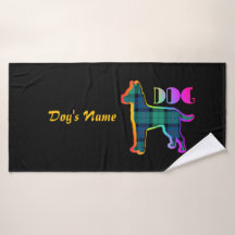Personalisieren Sie DOG Logo Rainbow Kariert Black
