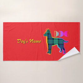 Personalisieren Sie DOG Logo Rainbow Kariert Doggi Badehandtuch