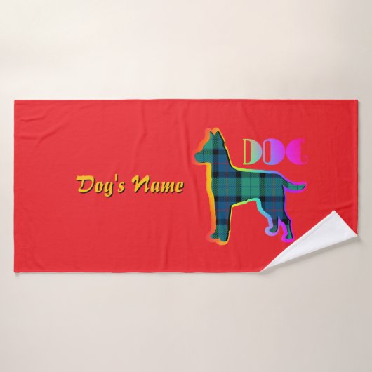Personalisieren Sie DOG Logo Rainbow Kariert Doggi Badehandtuch (Badehandtuch)