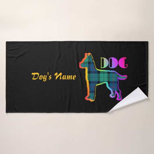 Personalisieren Sie DOG Logo Rainbow Kariert Doggi Badehandtuch (Badehandtuch)