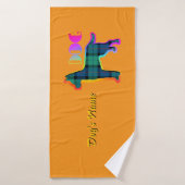 Personalisieren Sie DOG Logo Rainbow Orange Karier Badehandtuch (Badehandtuch)