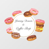 Personalisieren Sie Donut Coffee Bakery Bakoods Sh Fensteraufkleber (Blatt)