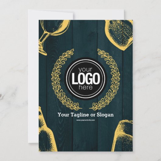 Personalisieren Sie dunkelgrüne Brauerei Thema Ein Einladung (Rückseite)