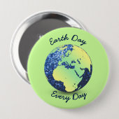 Personalisieren Sie Earth Day Blue Glitzern Globe Button (Vorne & Hinten)