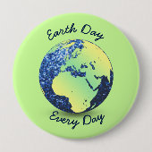 Personalisieren Sie Earth Day Blue Glitzern Globe Button (Vorderseite)