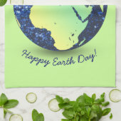 Personalisieren Sie Earth Day Blue Glitzern Globe Geschirrtuch (Gefaltet)