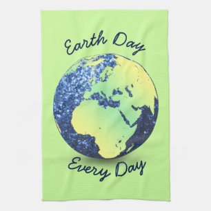 Personalisieren Sie Earth Day Blue Glitzern Globe Handtuch