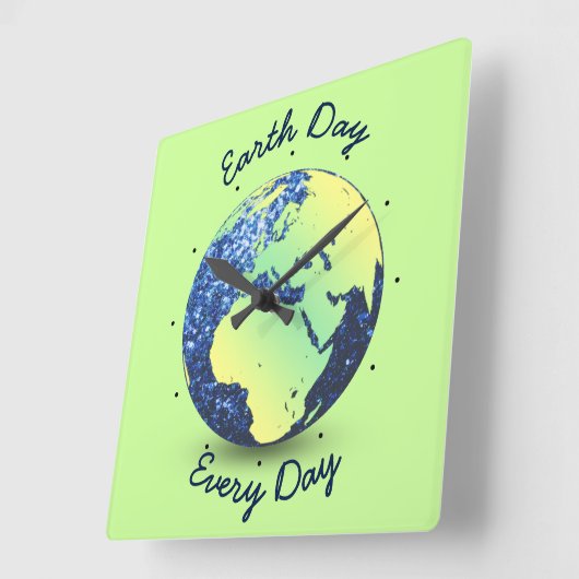 Personalisieren Sie Earth Day Blue Glitzern Globe Quadratische Wanduhr (Winkel)