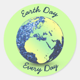 Personalisieren Sie Earth Day Blue Glitzern Globe Runder Aufkleber