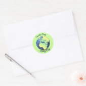 Personalisieren Sie Earth Day Blue Glitzern Globe Runder Aufkleber (Umschlag)