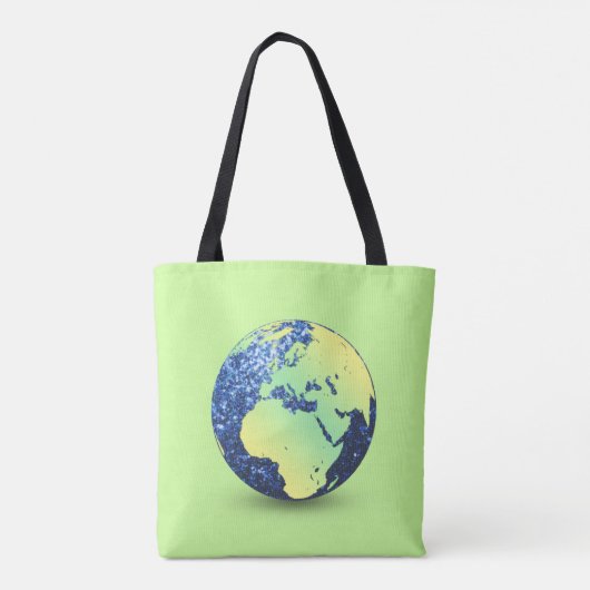 Personalisieren Sie Earth Day Blue Glitzern Globe Tasche (Rückseite)