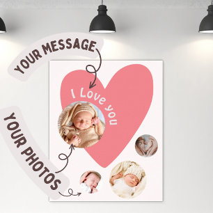 Personalisieren Sie ein Babygeschenk mit 4 Fotos u Poster
