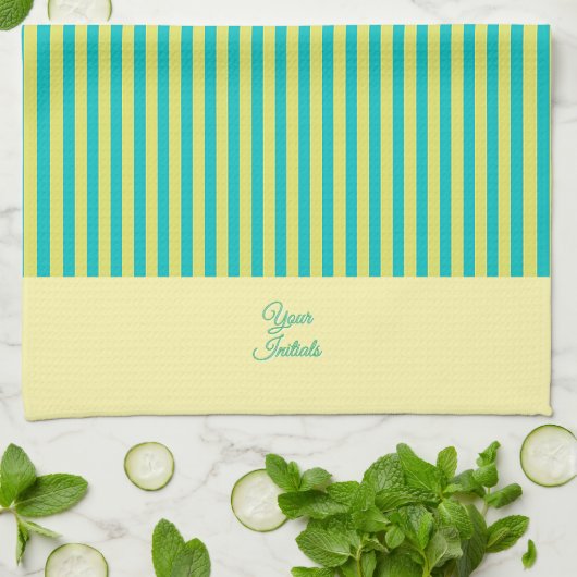 personalisieren Sie ein Geschenk mit gelbem Streif Geschirrtuch (Gefaltet)