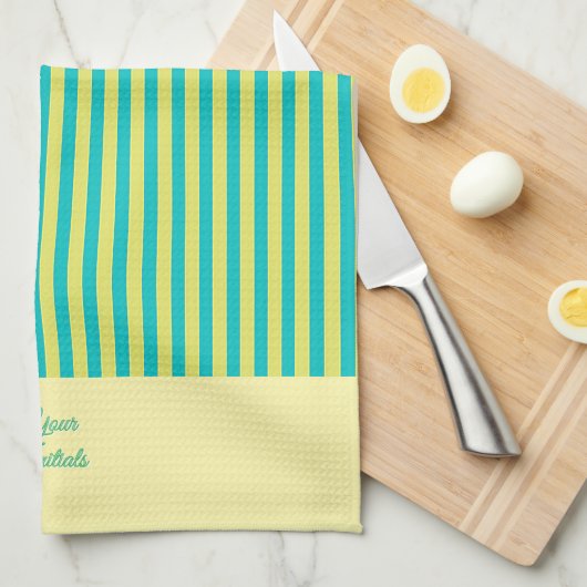 personalisieren Sie ein Geschenk mit gelbem Streif Geschirrtuch (Viertel Falte)