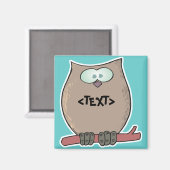 Personalisieren Sie eine Eule, <TEXT> Magnet (Vorderseite/Rückseite)