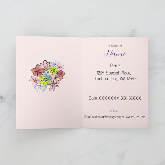 Personalisieren Sie eine Hübsche Blume Grafik Einladung (Innenseite)