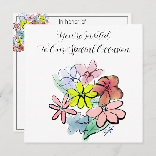 Personalisieren Sie eine Hübsche Blume Grafik Einladung (Vorne/Hinten)