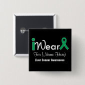 Personalisieren Sie Emerald Green Ribbon Leberkreb Button (Vorne & Hinten)