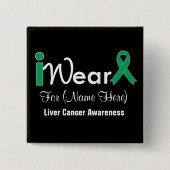 Personalisieren Sie Emerald Green Ribbon Leberkreb Button (Vorderseite)