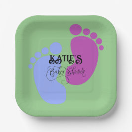 Personalisieren Sie es Unisex Baby Feet Flat Icon Pappteller