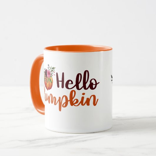 Personalisieren Sie Fall Orange Hello Pumpkin Tasse (Vorderseite Links)
