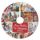 Personalisieren Sie Familienname Frohe Weihnachten Polyester Weihnachtsbaumdecke (Vorderseite)