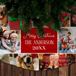 Personalisieren Sie Familienname Frohe Weihnachten Polyester Weihnachtsbaumdecke