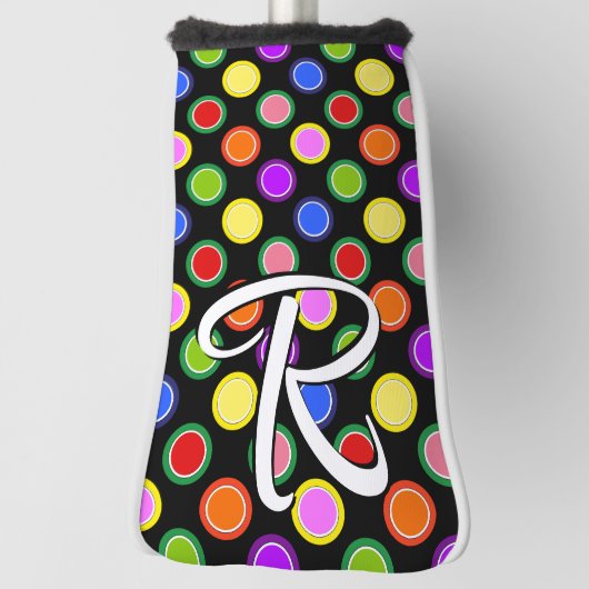 Personalisieren Sie farbenfrohe Bonbons Polka Dots Golf Headcover (Rotieren 90)