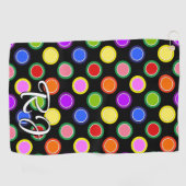 Personalisieren Sie farbenfrohe Bonbons Polka Dots Golfhandtuch (Horizontal)