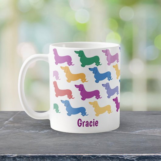 Personalisieren Sie farbenfrohe Dackel Lover Whims Kaffeetasse