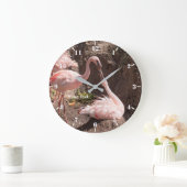 Personalisieren Sie Flamingoes-Vögel in der Liebe- Große Wanduhr (Zuhause)