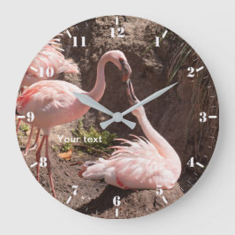 Personalisieren Sie Flamingoes-Vögel in der Liebe- Große Wanduhr