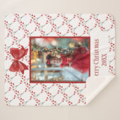 Personalisieren Sie Foto frohe Weihnachten Sherpadecke (Vorderseite (Horizontal))