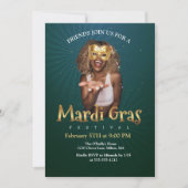 Personalisieren Sie Foto Gold Masquerade Maske Mar Einladung (Vorderseite)