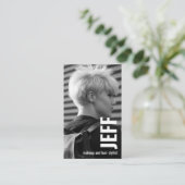 Personalisieren Sie Foto Minimalistischen Friseurs Visitenkarte (Stehend Vorderseite)