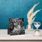 Personalisieren Sie Foto Schwarz-weiße Blumenlinie Fotoplatte (InSitu)