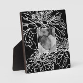 Personalisieren Sie Foto Schwarz-weiße Blumenlinie Fotoplatte (Vorderseite)