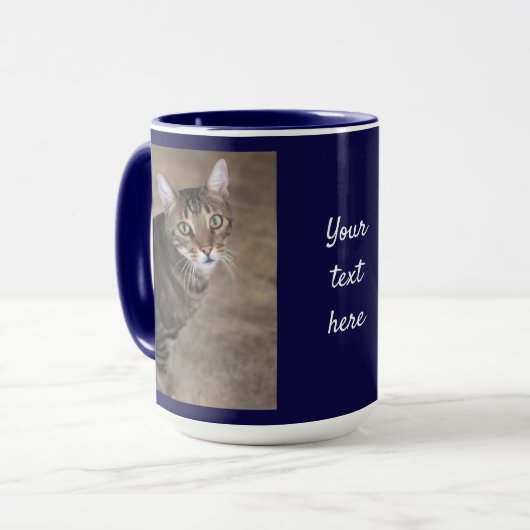 Personalisieren Sie FOTO & TEXT Navy Blue Coffee G Tasse (Vorderseite Links)