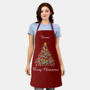 Personalisieren Sie Frohe Weihnachten Dk Rot Feier Schürze