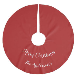 Personalisieren Sie Frohe Weihnachten Rotes Weiß H Polyester Weihnachtsbaumdecke