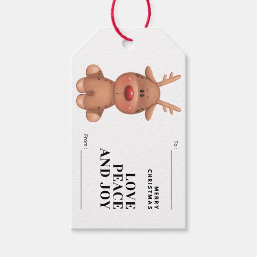 Personalisieren Sie frohe Weihnachts-Hirsch-Gesche Geschenkanhänger (Vorderseite)