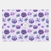 Personalisieren Sie Geburtsname Blume in Lavender Geschenkpapier Set (Vorderseite)