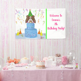Personalisieren Sie Geburtstag Cavalier King Charl Banner