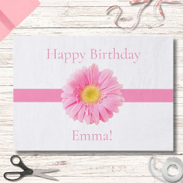 Personalisieren Sie Geburtstag Pink Daisy Ribbon Seidenpapier